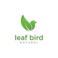 leaf bird logo design icon template, bird with leaf logo design modern concept vector