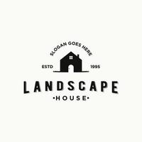 vector house landscape logo design vintage.