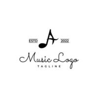 music note combine with initial A logo retro vintage vector