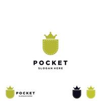 pocket with crown logo design creative idea vector