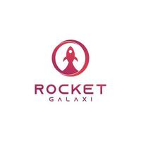 vector rocket logo in circle modern concept, astronomy logo design on isolated background