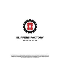 slippers with gear logo design modern concept, slippers factory logo vector