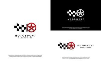 fast tire logo, tire with checkered flag logo design modern concept vector