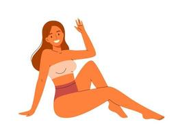 Flat illustration of woman in swimsuit sitting vector