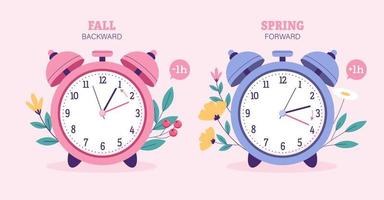 Vector illustration of fall back and spring forward