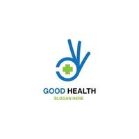 buen diseño de logotipo de salud concepto moderno, dedo con plantilla de icono de logotipo plus vector