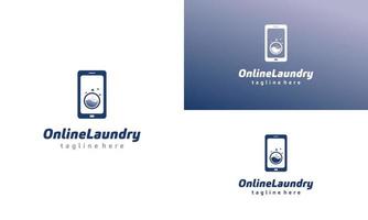 online laundry logo design on isolated background, phone with laundry machine logo concept vector