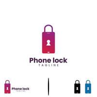 phone with padlock logo design on isolated background, phone lock logo design concept vector