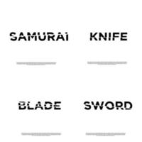 sword samurai knife blade lettering, with slash effect set on isolated background vector