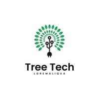 vector tech tree electrical circuit logo design modern icon