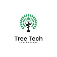 icono moderno de diseño de logotipo de circuito eléctrico de árbol de tecnología vectorial vector