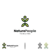 people combine with leaf logo design on isolated background modern concept, nature people logo vector