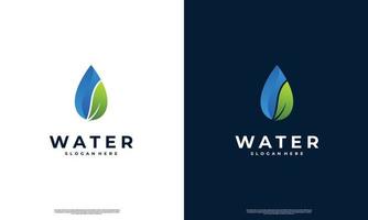nature water logo design modern. water combine with leaf logo design concept
