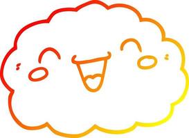 warm gradient line drawing happy cartoon cloud vector