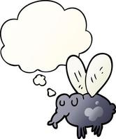 cartoon fly and thought bubble in smooth gradient style vector