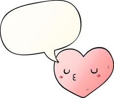 cartoon love heart and speech bubble in smooth gradient style vector