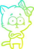 cold gradient line drawing cartoon cat vector