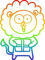 arco iris gradiente línea dibujo feliz dibujos animados león vector