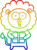 rainbow gradient line drawing happy cartoon lion vector