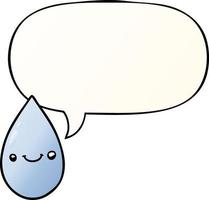 cartoon cute raindrop and speech bubble in smooth gradient style vector