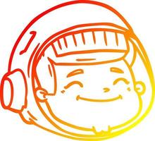 warm gradient line drawing cartoon astronaut face vector
