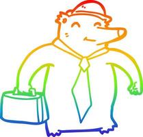 rainbow gradient line drawing cartoon business bear vector