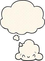 cartoon cloud and thought bubble in comic book style vector