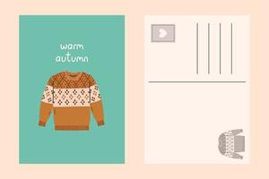 Sweater card warm cozy autumn postcard vector illustration