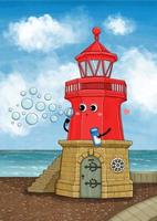 Lighthouse cute character vector illustration