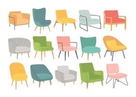 sillas de estilo escandinavo establecer ilustración de vector de diseño plano