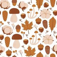 Autumn leaves and branches seamless pattern vector illustration