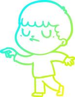 cold gradient line drawing cartoon grumpy boy vector