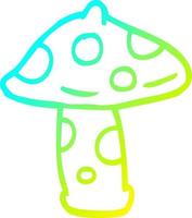 cold gradient line drawing cartoon mushroom vector