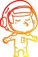 warm gradient line drawing cartoon confident astronaut vector