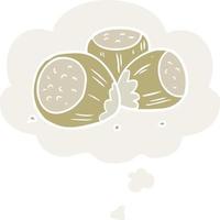 cartoon hazelnuts and thought bubble in retro style vector