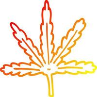 warm gradient line drawing cartoon marijuana leaf vector