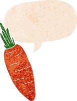 cartoon carrot and speech bubble in retro textured style vector