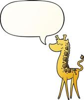 cartoon giraffe and speech bubble in smooth gradient style vector
