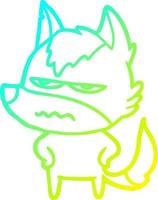 cold gradient line drawing cartoon annoyed wolf vector