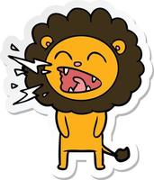 sticker of a cartoon roaring lion vector