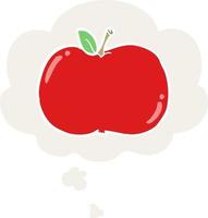 cartoon apple and thought bubble in retro style vector