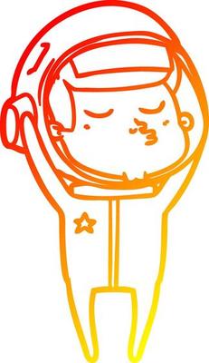 warm gradient line drawing cartoon confident astronaut