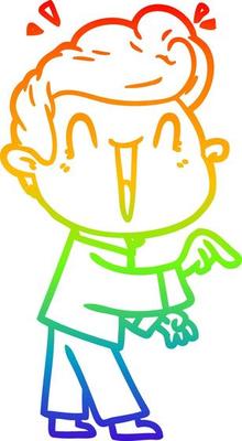 rainbow gradient line drawing cartoon excited man
