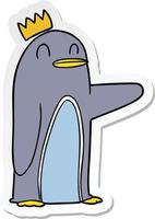 sticker of a cartoon emperor penguin vector