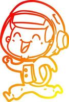 warm gradient line drawing happy cartoon astronaut vector