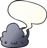 cute cartoon cloud and speech bubble in smooth gradient style vector