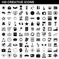 100 creative icons set, simple style vector