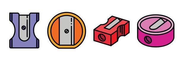 Sharpener icons set, outline style vector