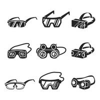 Goggles icons set, simple style vector