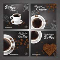 conjunto de publicaciones en redes sociales para granos de café vector